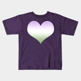 Ombré genderqueer colours and white swirls doodles heart Kids T-Shirt